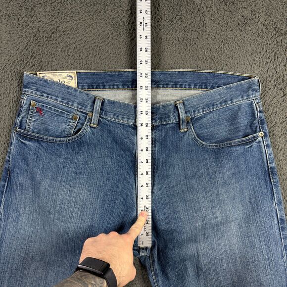 Polo Ralph Lauren Jeans Mens 36x34 Blue Hampton Straight Medium Wash Selvedge - Picture 11 of 16